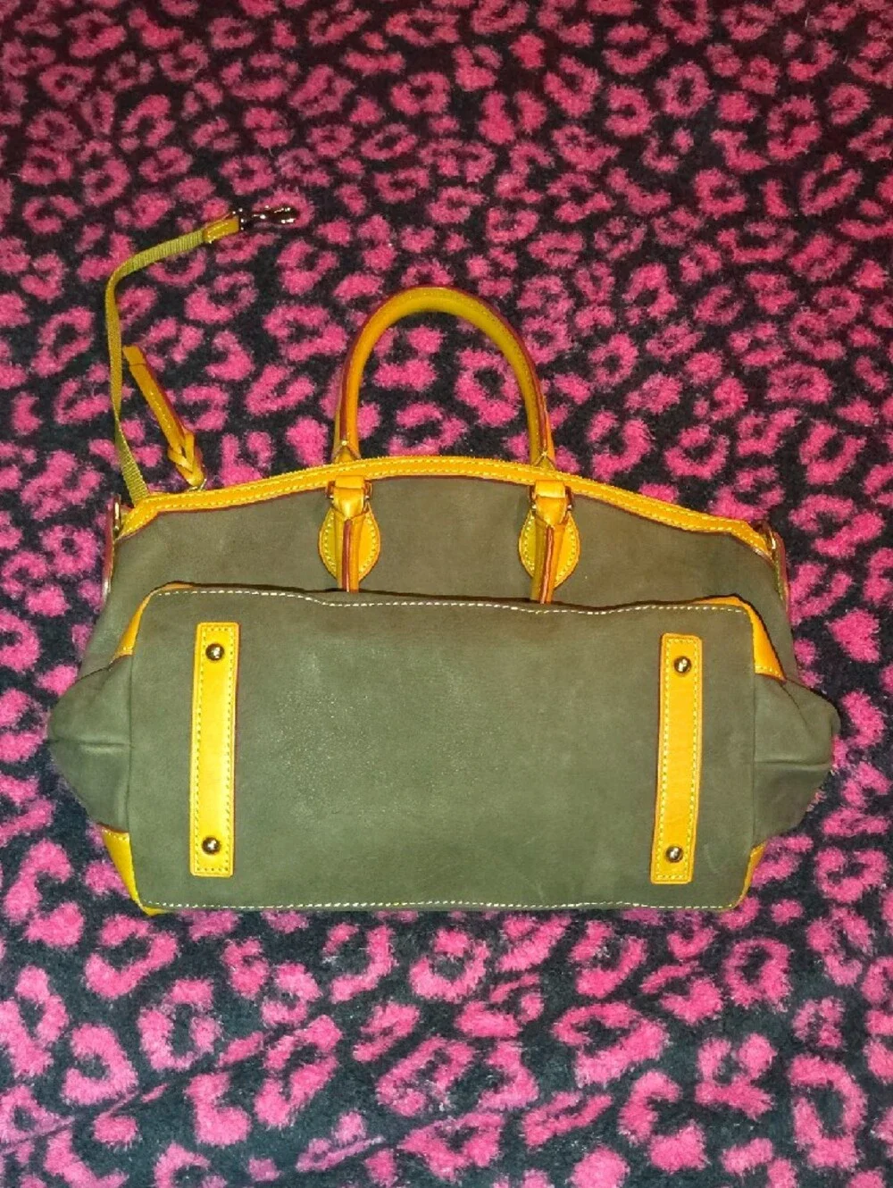 Dooney & Bourke Brown and Tan Leather-Trim Satchel